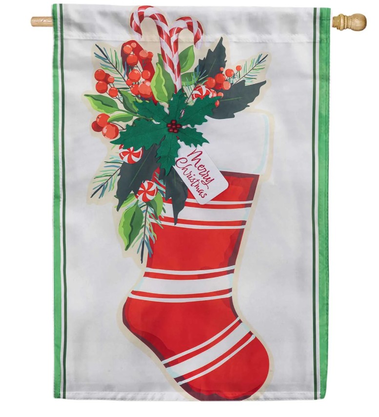 Merry Christmas Stocking House Flag