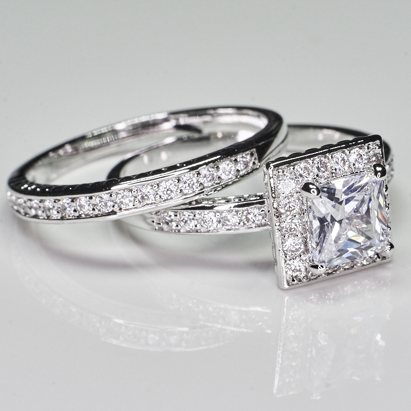 Square Halo Ring Set