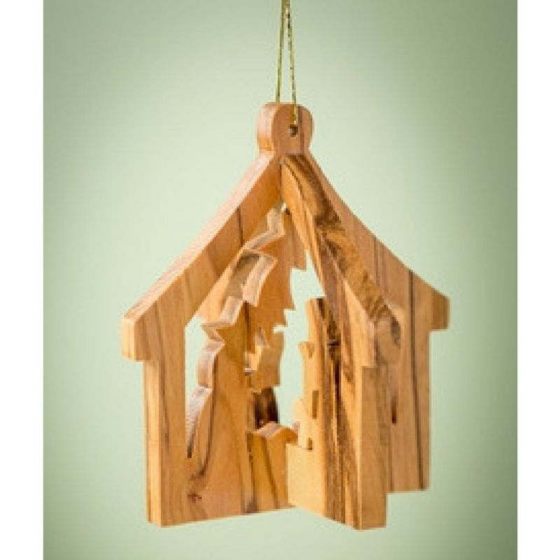 3D Stable w/ Nativity Ornament