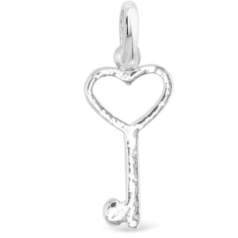 Heart Key Charm Silver