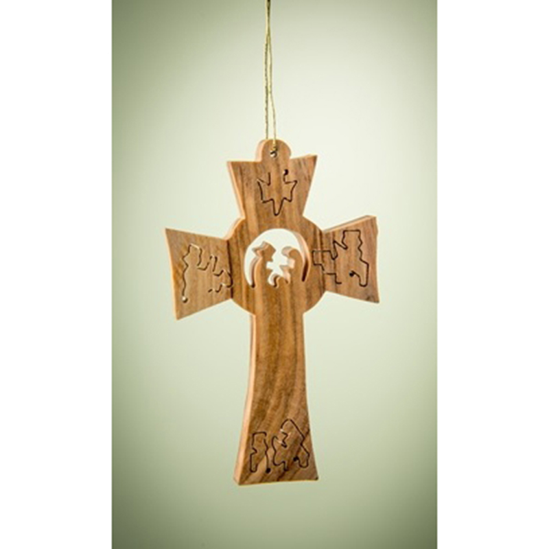 Cross with Complete Nativity Scene